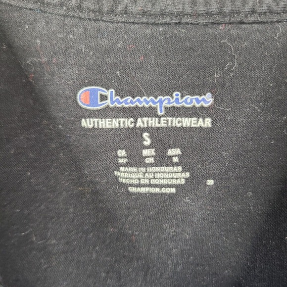 Champion Shirt Mens Small Black Crew Neck‎ Short Sleeve Graphic Tee Cotton - Picture 4 of 7